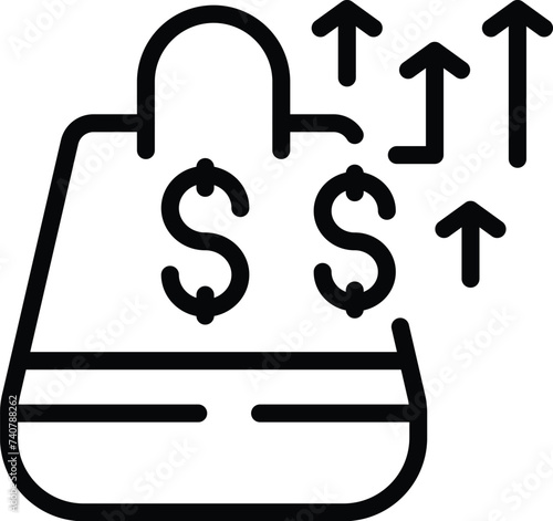 Elevated food prices icon outline vector. Food insecurity collapse. Grocery supply crisis