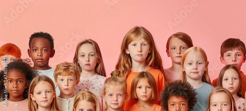Many children on color background. International Childhood Cancer Day © Mark Pollini
