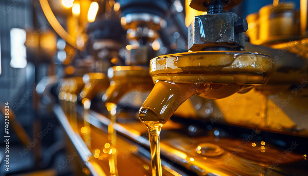 Close up shot of the mechanical cold pressing process in a modern vegetable oil factory focusing on the machinery extracting oil from seeds with precision and care emphasizing the purity and