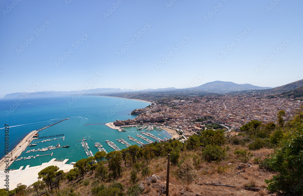Obraz premium Aerial photographs of Castellamare del Golfo in Sicily