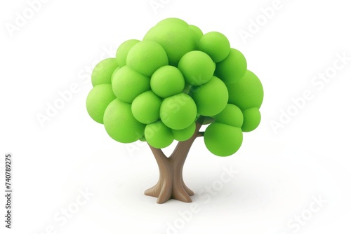 Close-up  3d cute tree isolated on white background