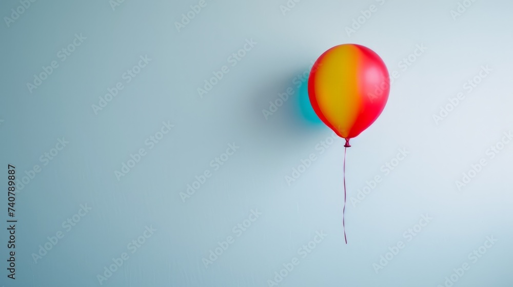 Minimalistic balloon on a serene blue background, embodying concepts of celebration, simplicity, and happiness Minimalistic balloon on a serene blue background, embodying concepts of celebration, simplicity, and happiness