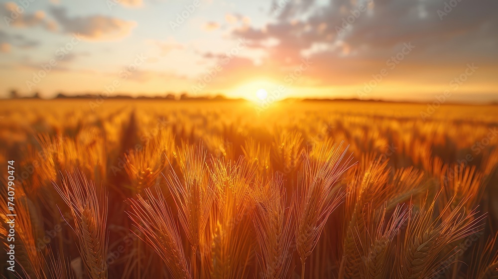 Beautiful landscape at sunset at field of spikelets in windy weather. ears of grass on a background sunset Beautiful landscape at sunset at field of spikelets in windy weather. ears of grass on a background sunset