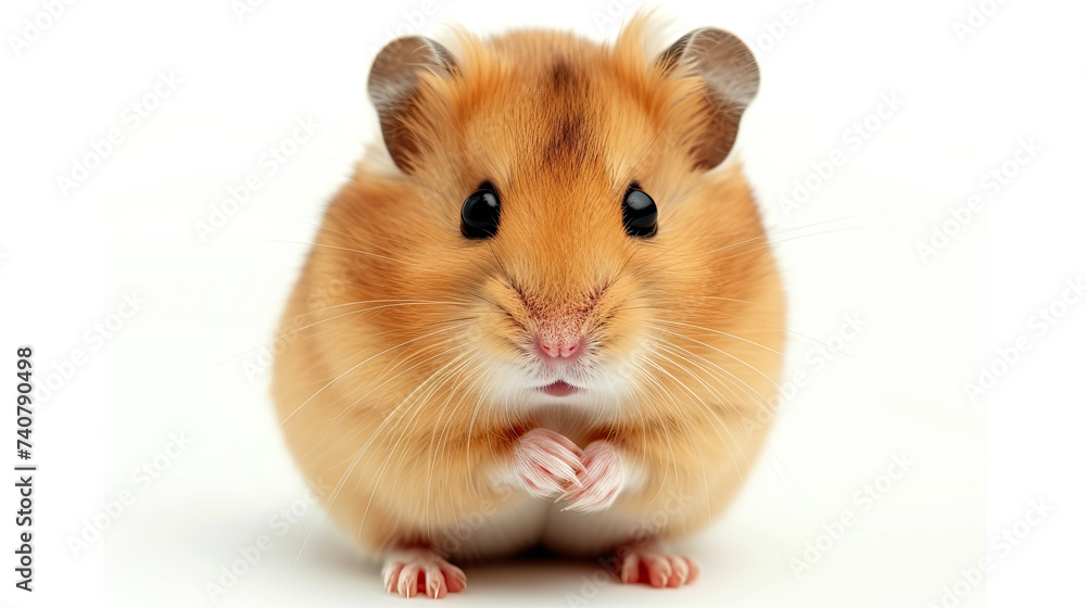 close up cute brown hamster isolated on a white background