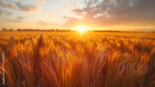 Wallpaper Mural Beautiful landscape at sunset at field of spikelets in windy weather. ears of grass on a background sunset Torontodigital.ca
