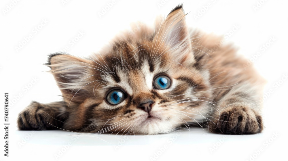 cute pet kitten on clean white background