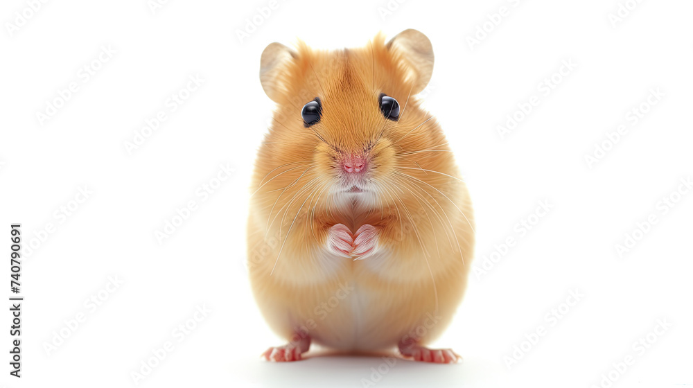close up cute brown hamster isolated on a white background