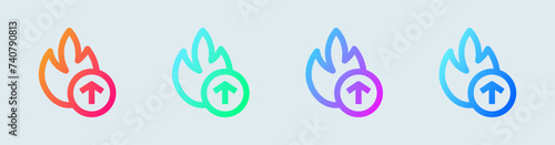 Viral line icon in gradient colors. Flames signs vector illustration.
