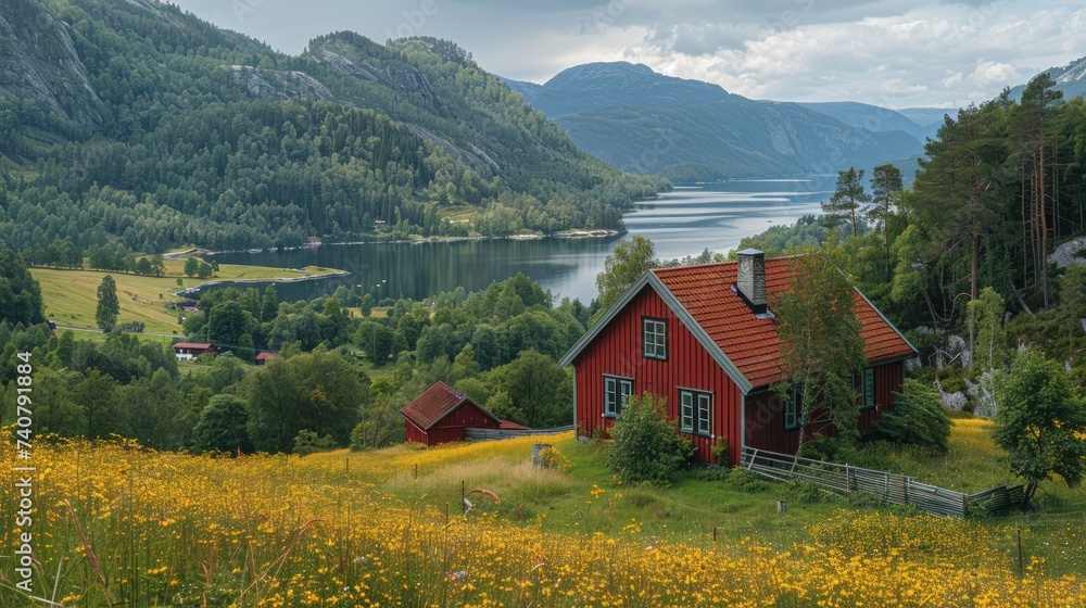 Obraz premium Beautiful landscapes in a Nordic region. Lake view from the lookout tower in Finland