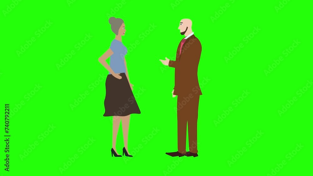custom made wallpaper toronto digitalAnimation with man and woman character talking each other chroma key, green screen, for explainer videos