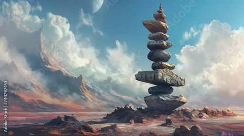 zen stones and sky