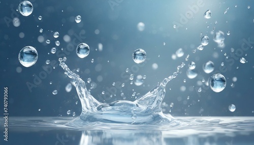 The moment when water droplets splash. Crown phenomenon, realistic depiction, close-up