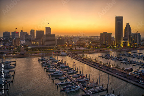 Aerial View of Corpus Chirsti, Texas at Dusk