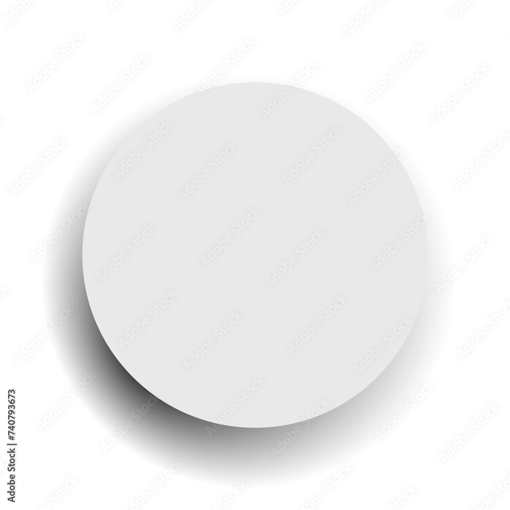 White paper circle and shadow, labels, banners, icons