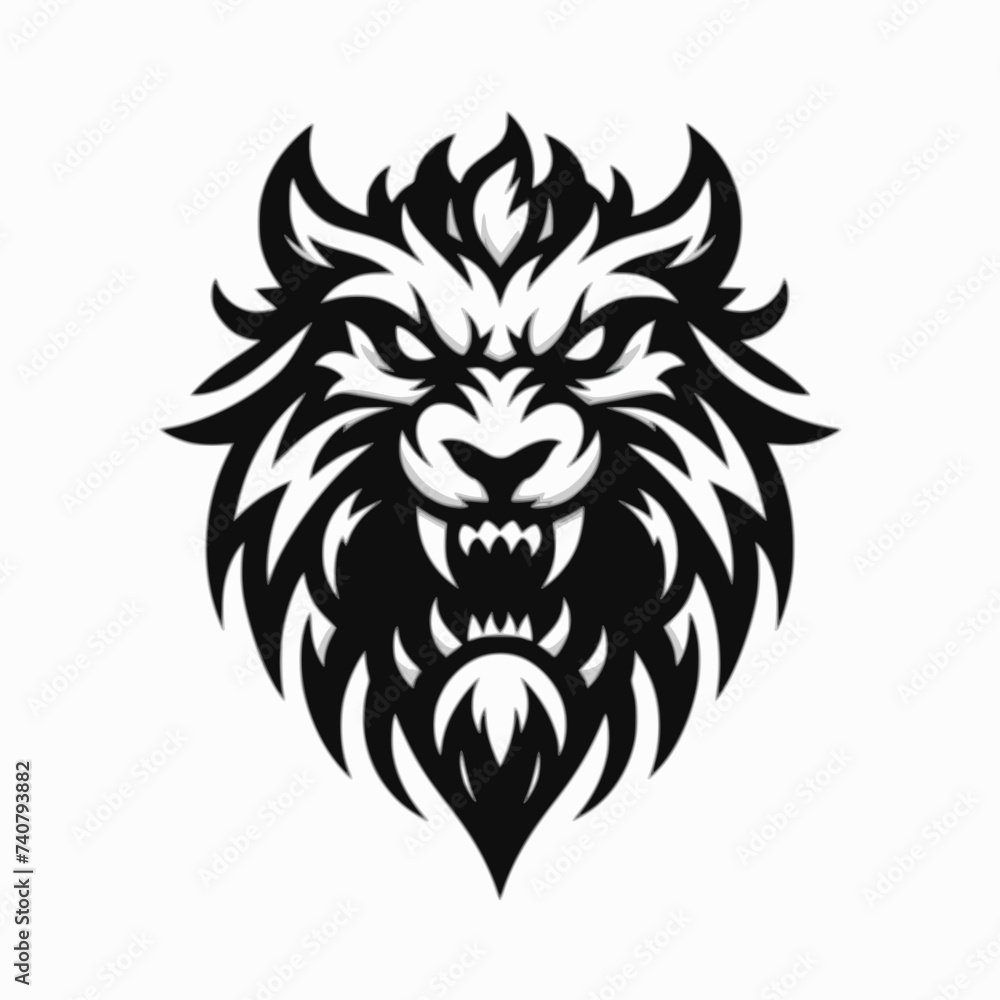Panther Stylized. White-Background Logo with a Menacing Stylized Creature