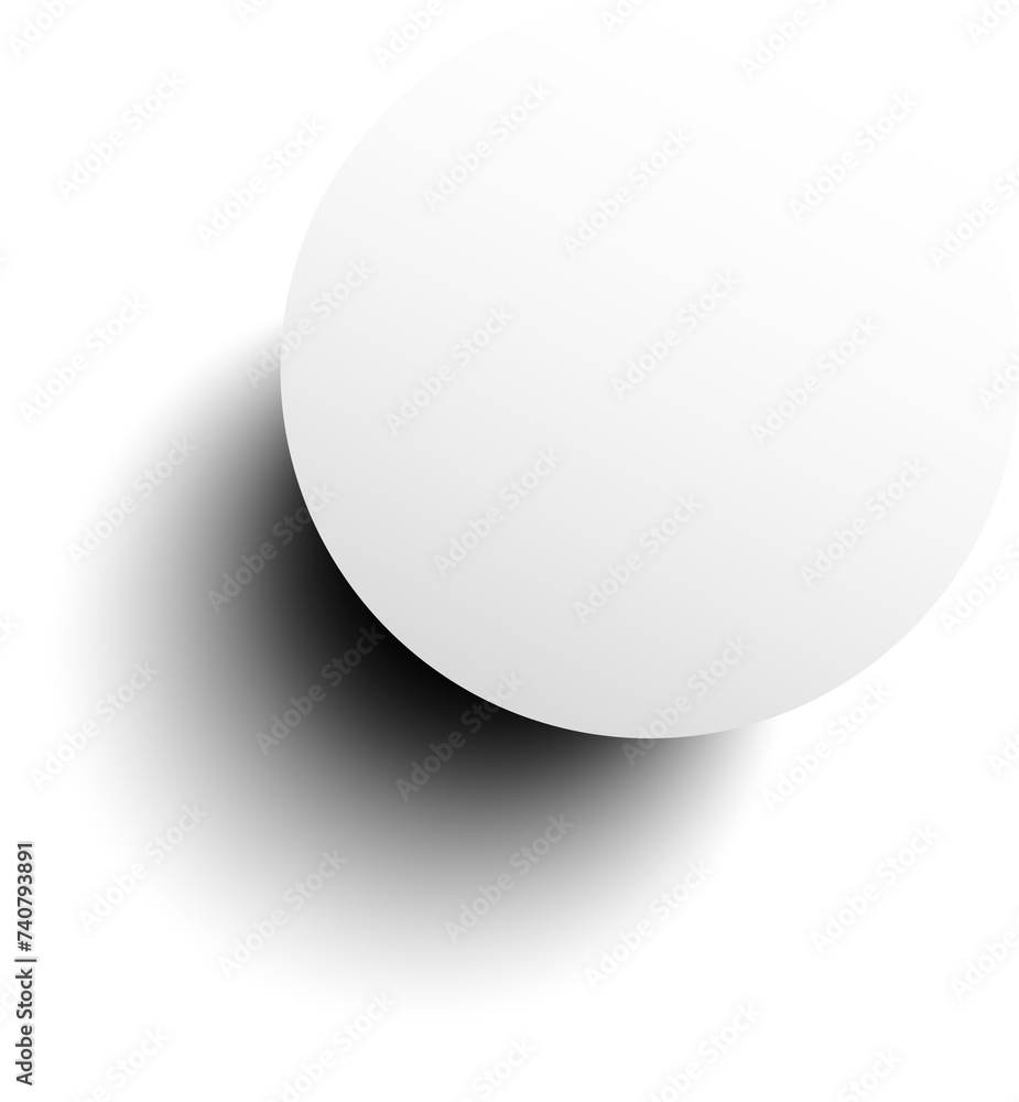 White paper circle and shadow, labels, banners, icons