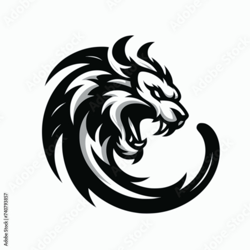 Panther Stylized. Menacing Stylized Creature. A Textless Logo with a White Background