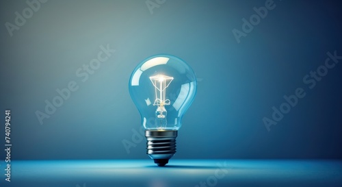 Lightbulb illuminating a blue background