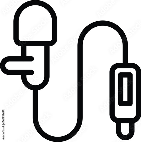 Discreet audio device icon outline vector. Broadcast lavalier mic. Clothing clipping microphone