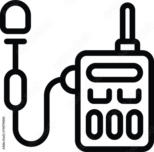 Hands free microphone icon outline vector. Speaker lavalier mic. Broadcasting sound device