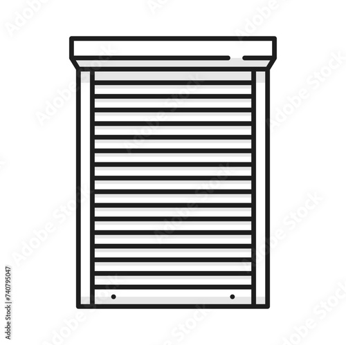Window shade roller blind, closed jalousie curtains shades isolated outline icon. Vector sun blind, venetian horizontal jalousie