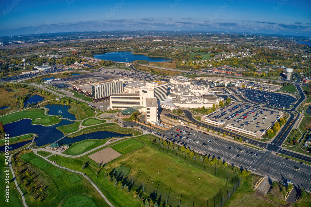 Aerial View of a Large Casino on the Shakopee Mdewakanton Sioux Community Reservation in the Twin Cities of Minnesota