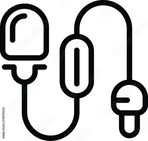 Small wired microphone icon outline vector. Blogging equipment. Tiny recording mic system