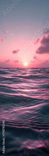 sunset in the sea, Pink Serenade: Sunset Over Tranquil Waters, vertical wallpaper