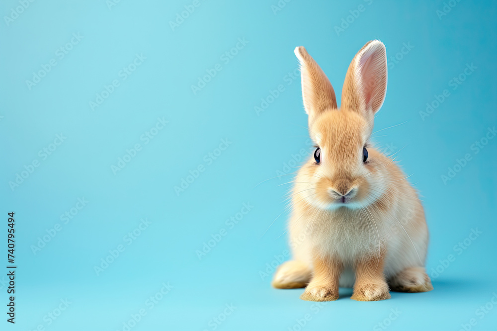 Fototapeta premium bunny easter rabbit, adorable rabbit on a blue background