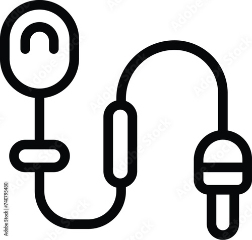 Digital lavalier microphone icon outline vector. Speaker sound recording. Wired broadcasting mic