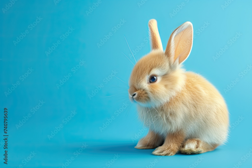Obraz premium bunny easter rabbit, adorable rabbit on a blue background