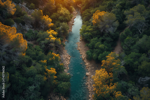 Beautiful Drone View River Landscape © The Stock Lair