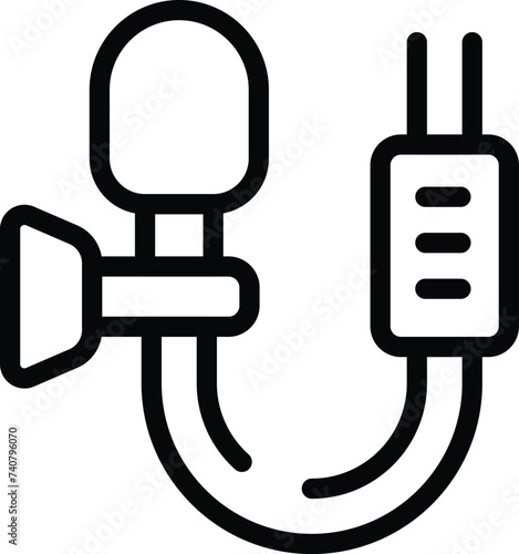 Technical lapel microphone icon outline vector. Digital lavalier mic. Recording sound device