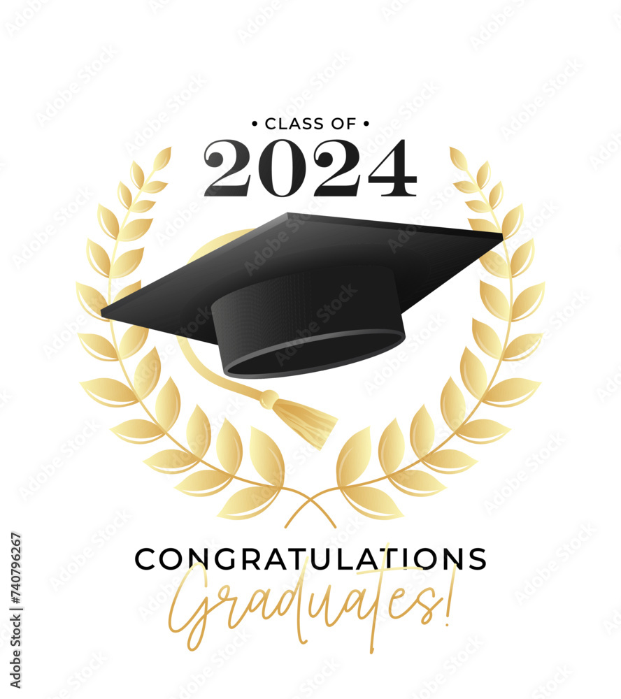 Vetor de Congratulations graduates class of 2024 design template with ...