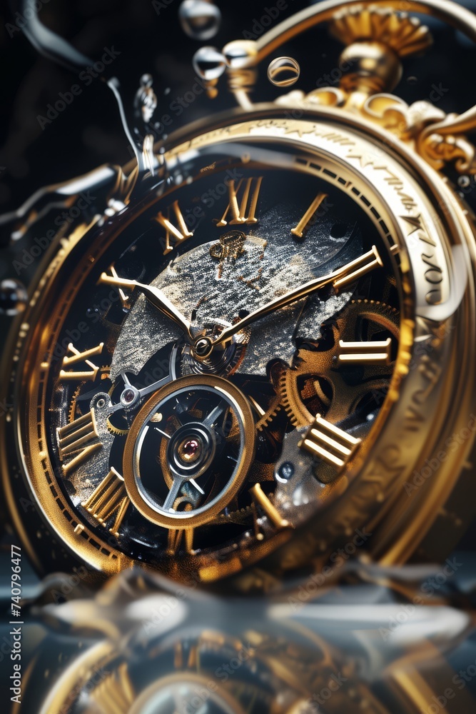 Intricate vintage watch mechanism, timeless precision engineering.