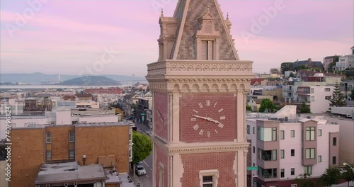 Aerial: Ghirardelli square in San Francisco at sunset photo