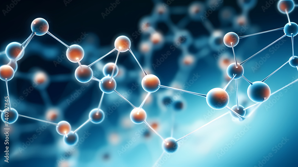 The network structure of chemical bonds at the molecular level consists of lines and dots, dots and connections The network structure of chemical bonds at the molecular level consists of lines and dots, dots and connections