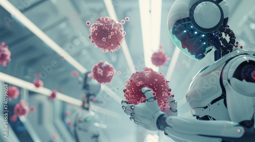 Nanotechnology in medicine tiny robots performing surgery in a futuristic visualization photo