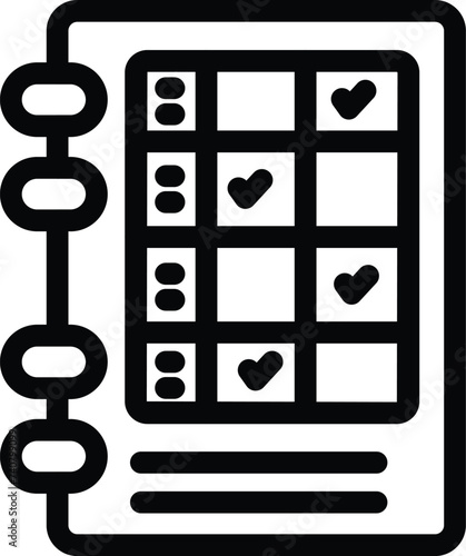 Sport training program icon outline vector. Activity tracking notebook. Weight loss plan