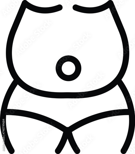 Fat belly icon outline vector. Obese body shape. Overweight human abdomen