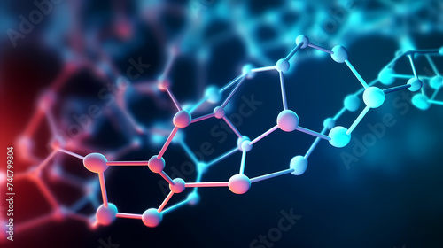 The network structure of chemical bonds at the molecular level consists of lines and dots, dots and connections