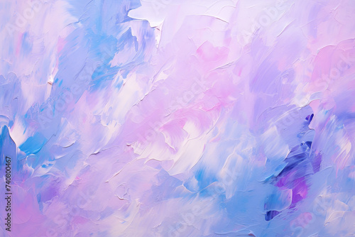 An abstract painting featuring a harmonious blend of soft pink, purple, and blue brush strokes