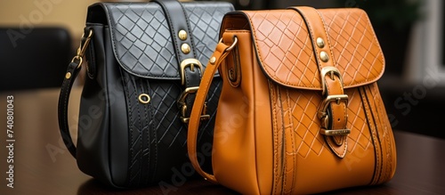 Close up of Shoulder bags for Women. Stylish women's handbag photo