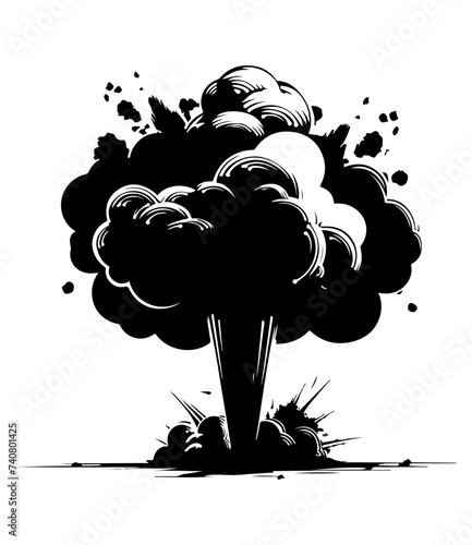 mushroom cloud nuclear explosion vector photo