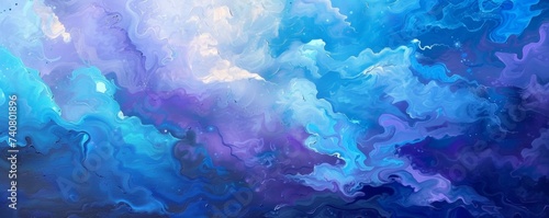 Abstract Painting of Blue and Purple Clouds