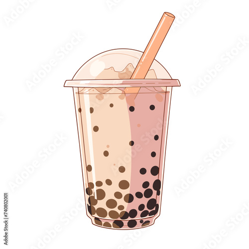 Adorable Kawaii Boba Tea Illustration