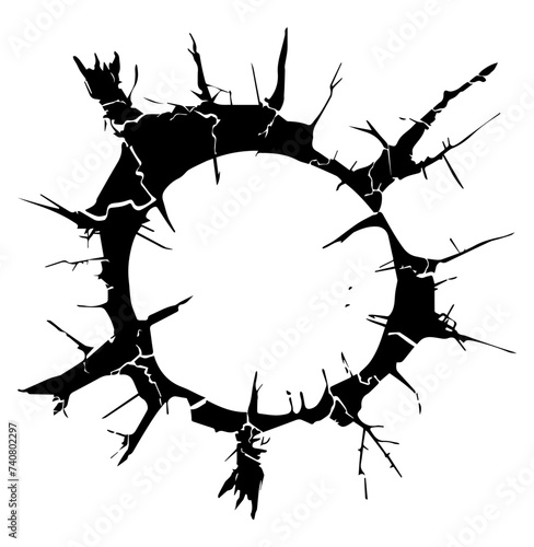 rounded crack, round hole with cracks vector