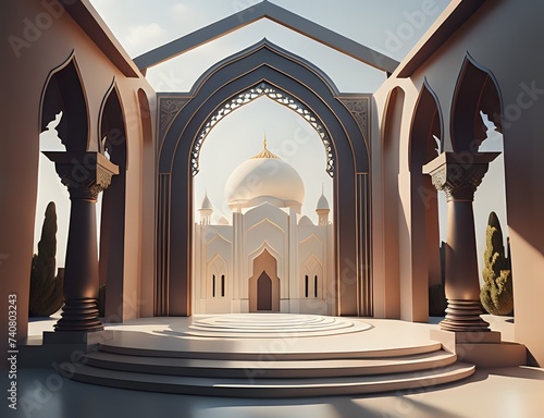 islamic ramadan podium with arabic style made with Generative AI 