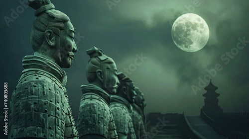 Terracotta Armys silent watch eternal guardians in moonlight emperors legacy photo