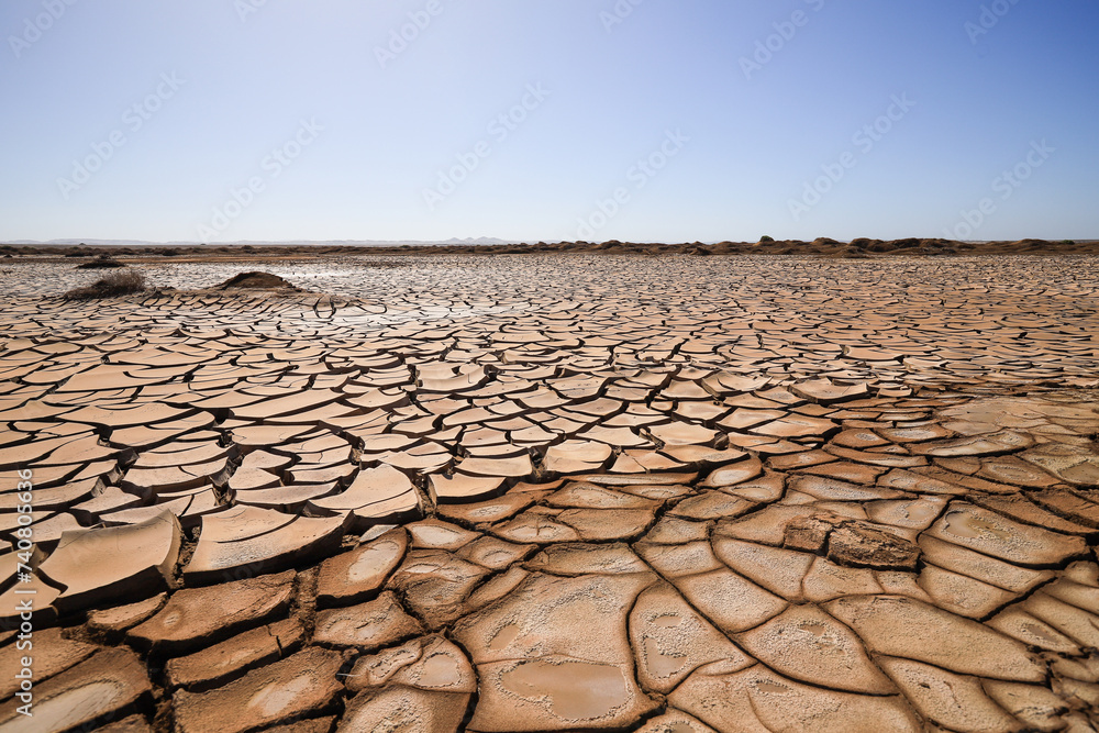 soil cracked by drought in Skeleton coast, Namibia